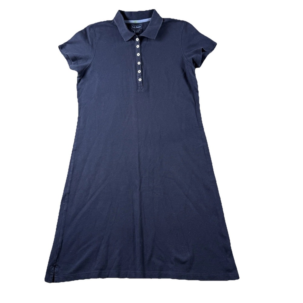 LL Bean Polo‎ Shirt Dress Womens S Navy Blue Knee Length Preppy Tennis Golf